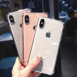 Crispyfish Shockproof Bumper Transparent Silicone Phone Case For iPhone X XS XR XS Max 8 7 6 6S Plus Clear protection Back Cover