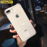 Crispyfish Shockproof Bumper Transparent Silicone Phone Case For iPhone X XS XR XS Max 8 7 6 6S Plus Clear protection Back Cover