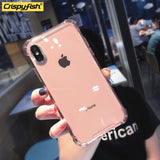 Crispyfish Shockproof Bumper Transparent Silicone Phone Case For iPhone X XS XR XS Max 8 7 6 6S Plus Clear protection Back Cover