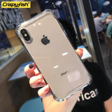 Crispyfish Shockproof Bumper Transparent Silicone Phone Case For iPhone X XS XR XS Max 8 7 6 6S Plus Clear protection Back Cover