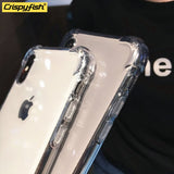 Crispyfish Shockproof Bumper Transparent Silicone Phone Case For iPhone X XS XR XS Max 8 7 6 6S Plus Clear protection Back Cover
