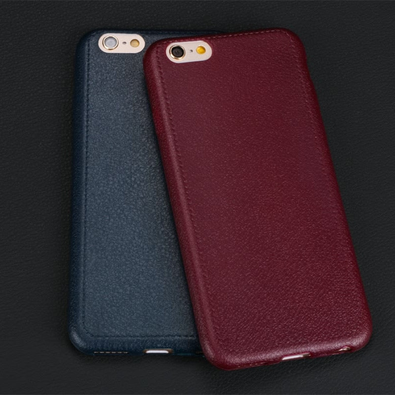 Super Thin Leather Pattern Texture Phone Cases For iPhone 5 5S X 6 6S 7 8 Plus Luxury Soft TPU Comfort Back Cover for iPhone 5S
