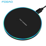 FDGAO 10W Fast Wireless Charger For Samsung Galaxy S9/S9+ S8 S7 Note 9 S7 Edge USB Qi Charging Pad for iPhone XS Max XR X 8 Plus